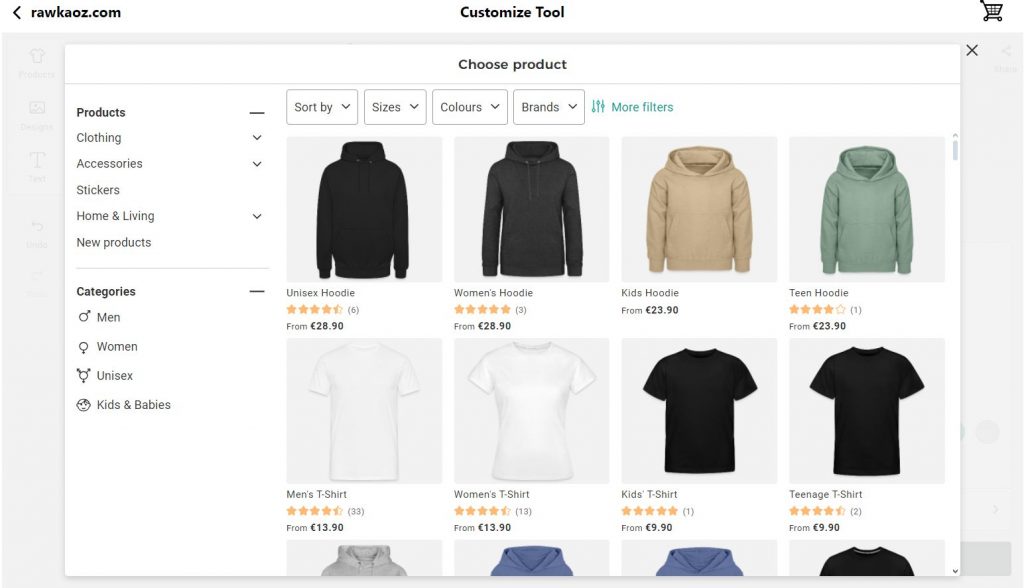 Choose from Over 250 Products! Find the perfect base for your design from a wide selection of clothing, accessories, and home items. Whether you’re looking for T-shirts, hoodies, sweatshirts, tank tops, or kids' apparel, we’ve got you covered. Explore different styles, fits, and colors to match your vision. From classic cotton tees to premium hoodies, eco-friendly options, and customizable accessories like tote bags, mugs, and stickers—the choice is yours!