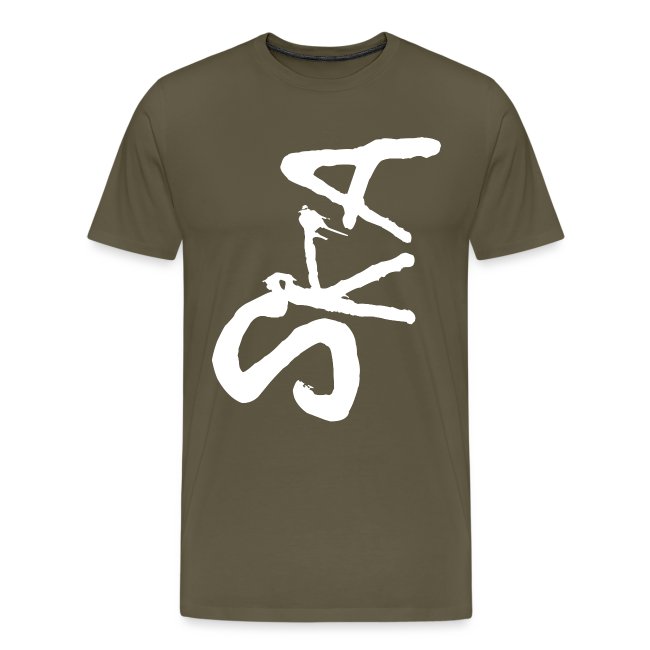 Olive green short- punk T-shirt featuring a bold white abstract punk graphic "SKA" for Ska Punk, punk-perfect for everyday punk activities.