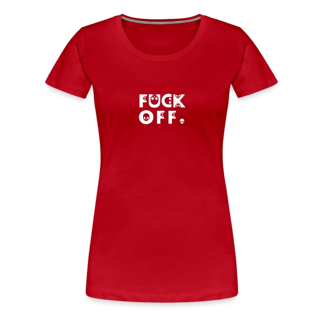 Bright red women's casual t-shirt featuring a cheeky 'FUCK OFF' graphic in white, perfect for self-expression and modern style.